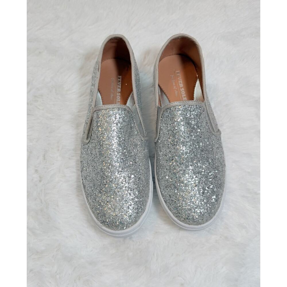 FEVERSOLE Women's Fashion Glitter Slip On Casual Platform‎ Loafers-SIZE 39/8.5